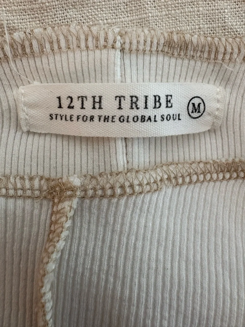12th Tribe Cream Avalon White Ribbed Cropped Long Sleeve Top - Picture 5 of 5